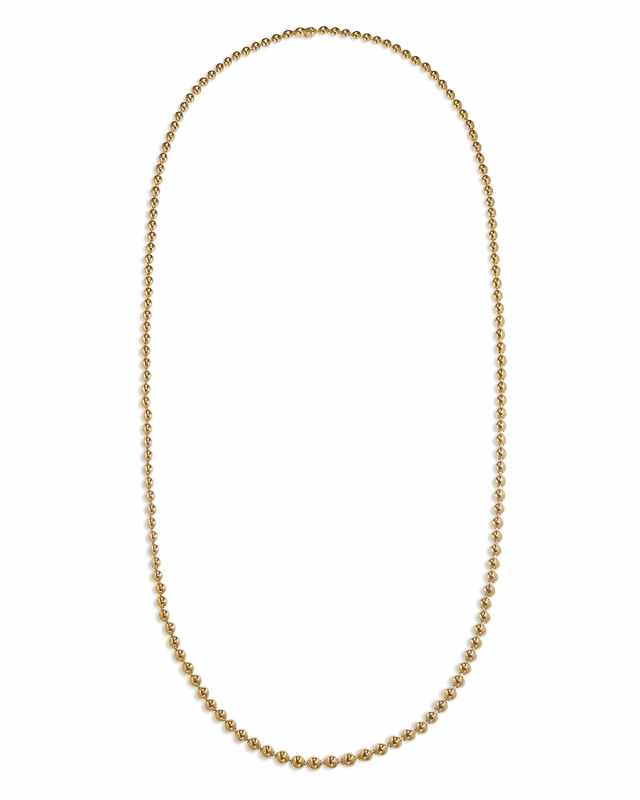18k Gold Bead Necklace, 36"L